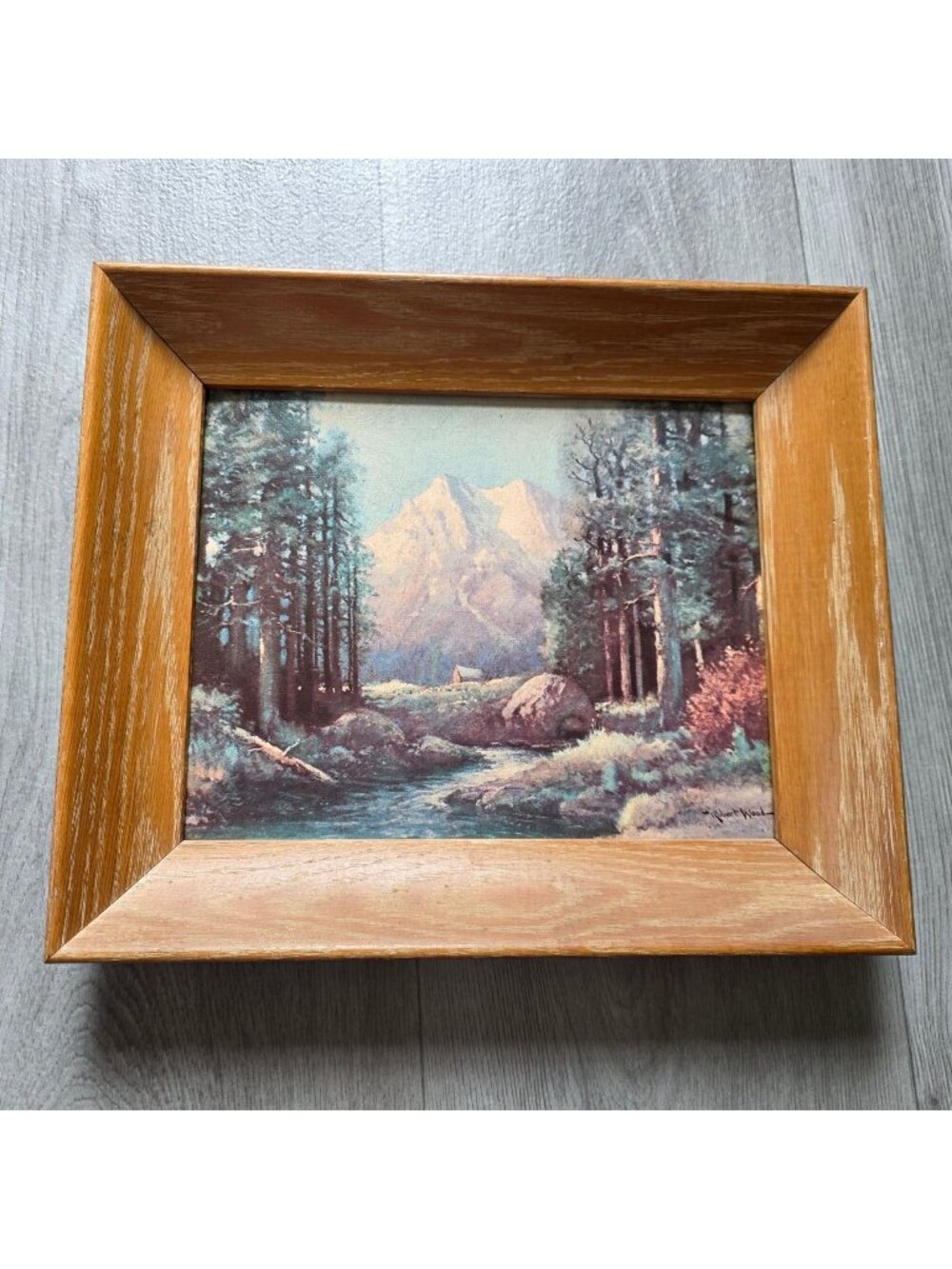 Vintage Robert Wood "Majestic Peaks" Framed Print 8" X 10" Rustic Mountain Lands